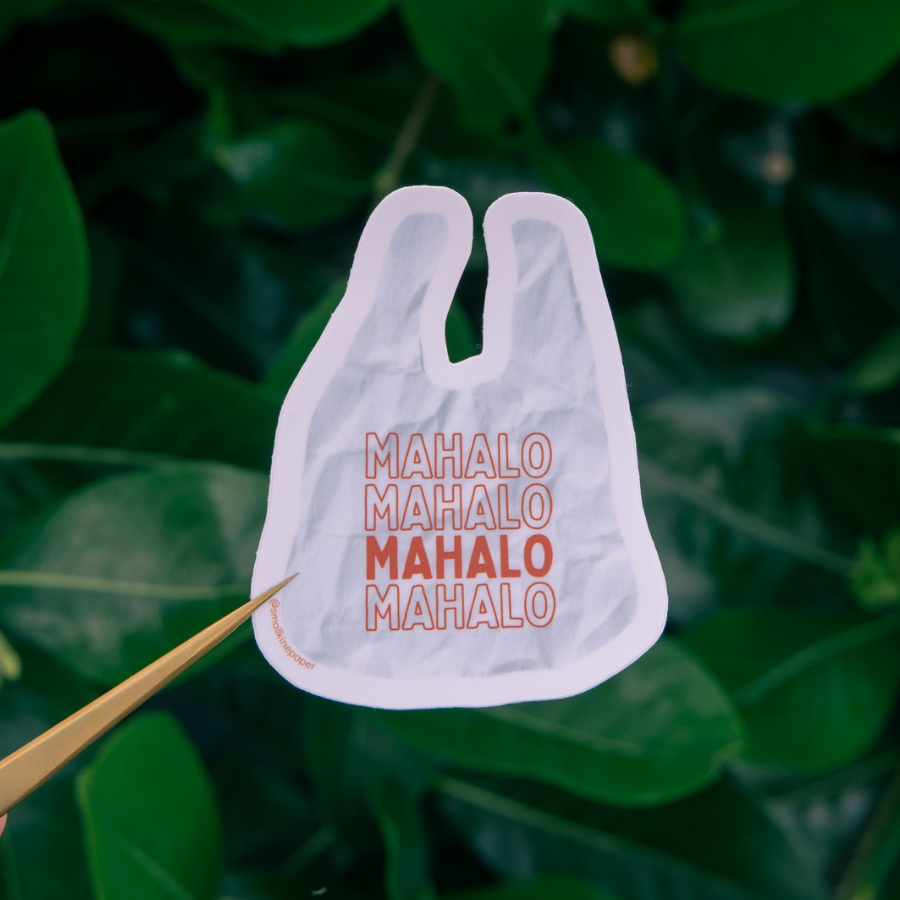 Mahalo Shopping Bag Sticker